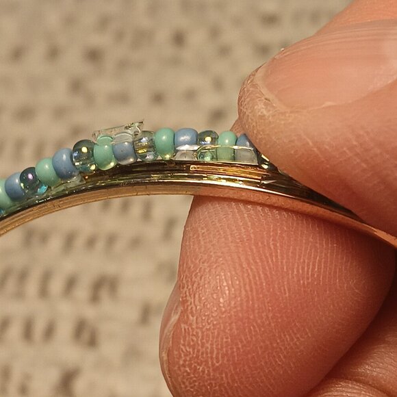 Pomina teal green tassel necklace set with teal blue gold tone bracelet stack - Picture 11 of 14